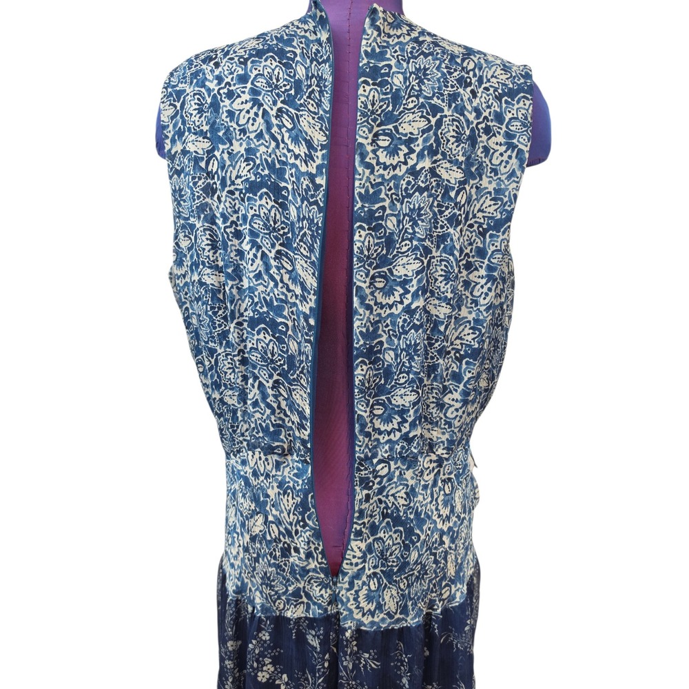 Ralph Lauren Black Label Blue Georgette Floral Tiered Midi Dress Size 14 - Picture 5 of 8